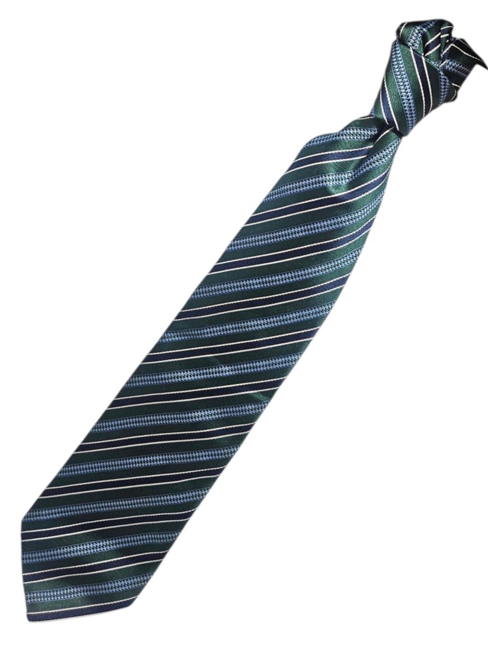 Canali Green and Blue Diagonal Stripe Tie